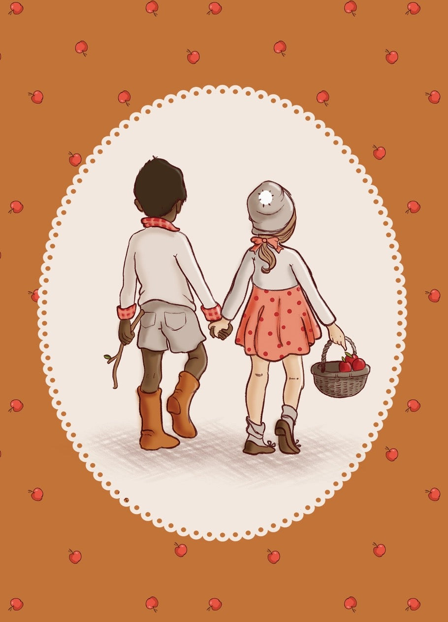 Junge und Mädchen Hand in Hand