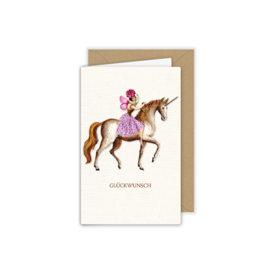 Grußkarte Einhorn mit Frau