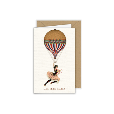 Grußkarte Frau mit Ballon