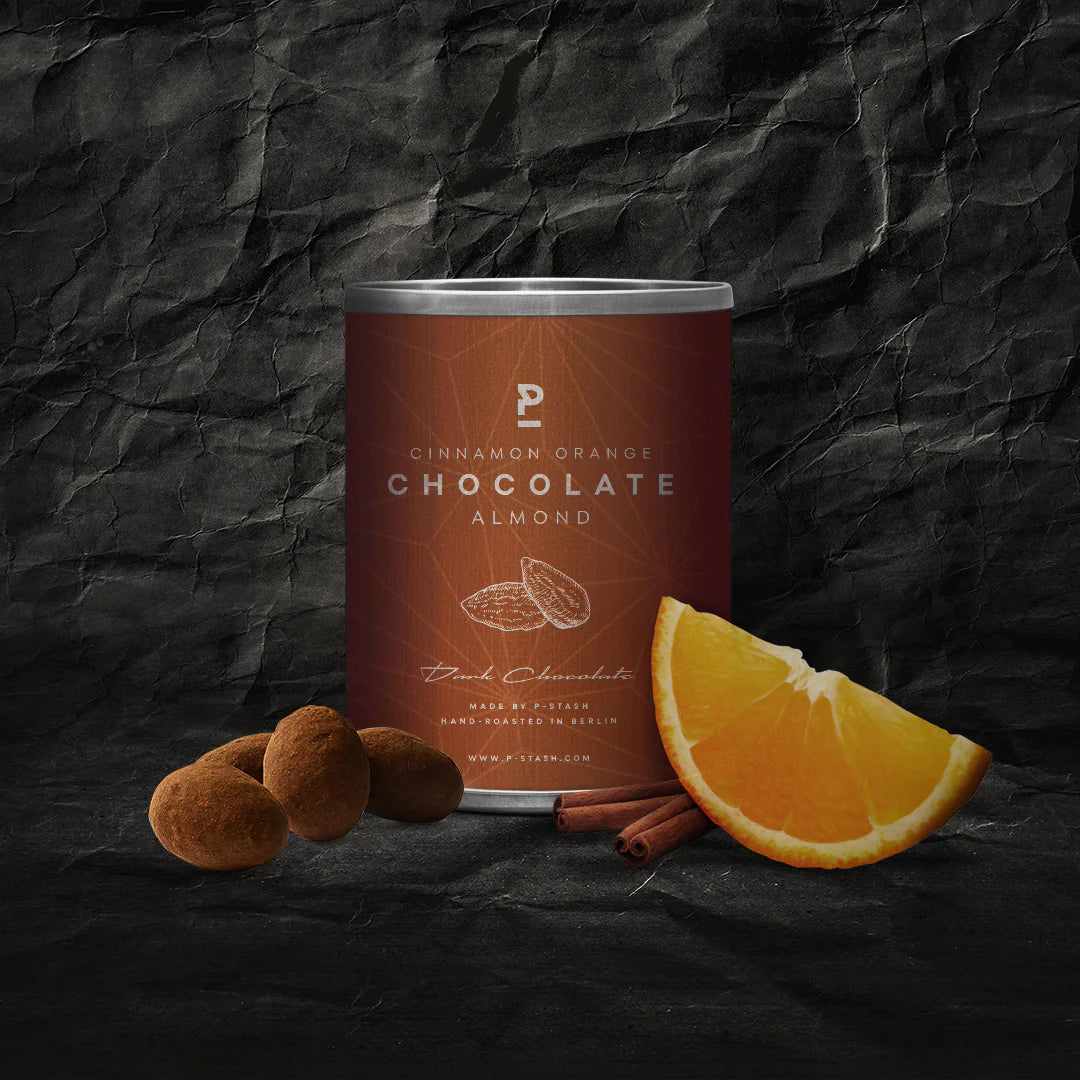 P-STASH Mandeln | Dunkle Schokolade Zimt Orange | 60 g