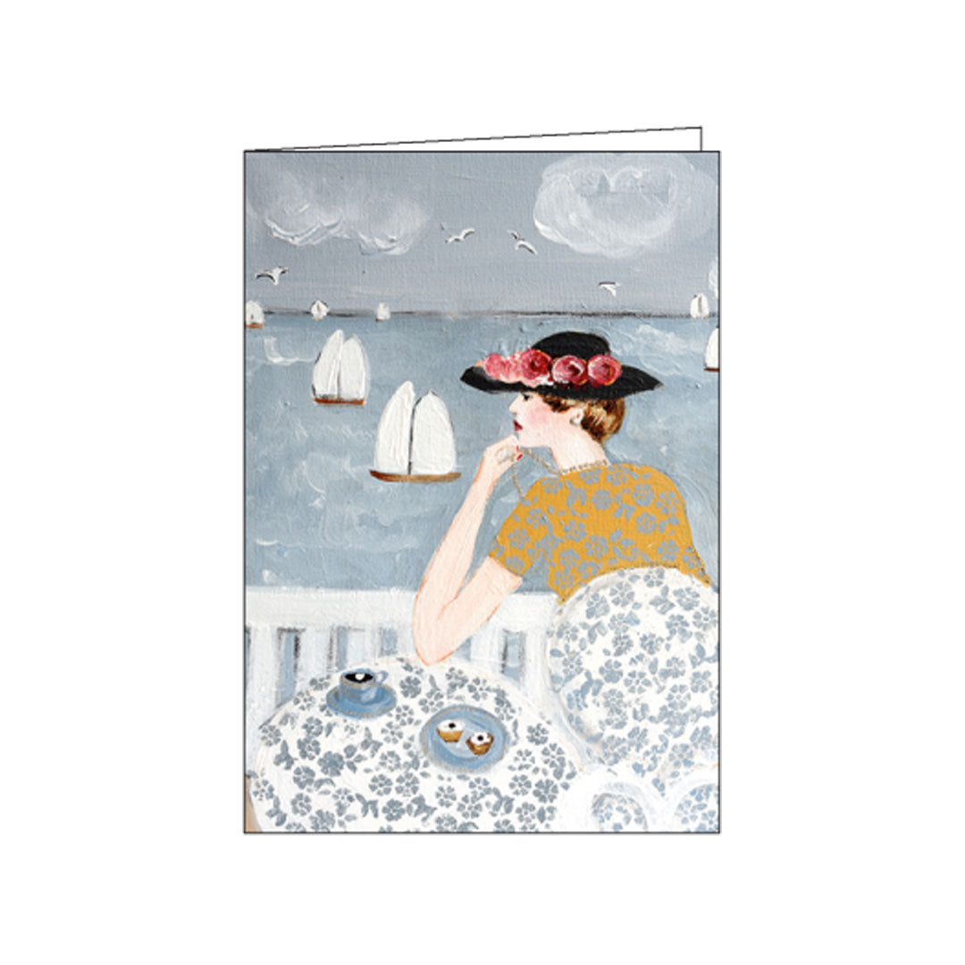 Grußkarte Beim Tee am Meer | 17,5 x 12 cm