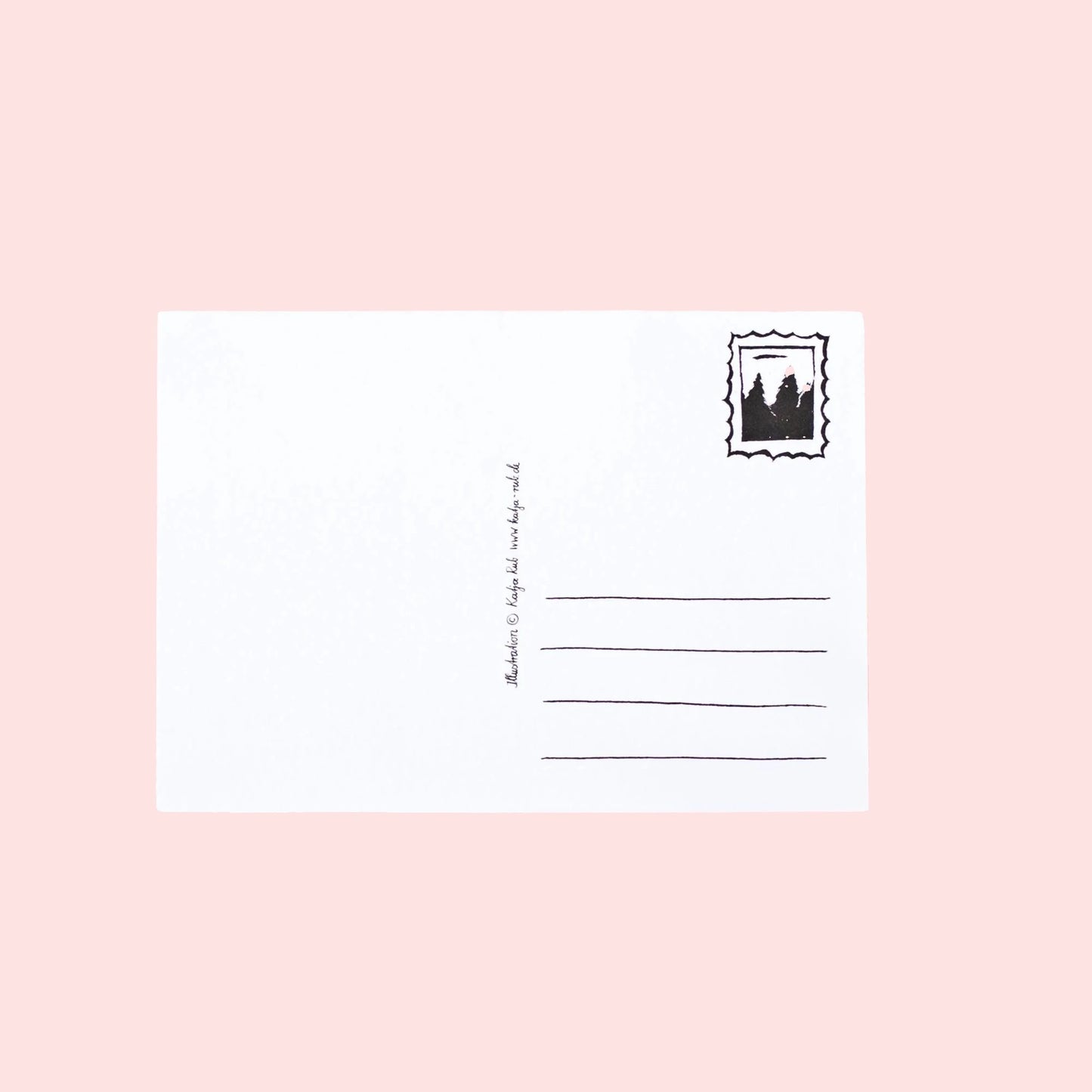 Postkarte mit Linien für Adresse und stilisierter Briefmarke
