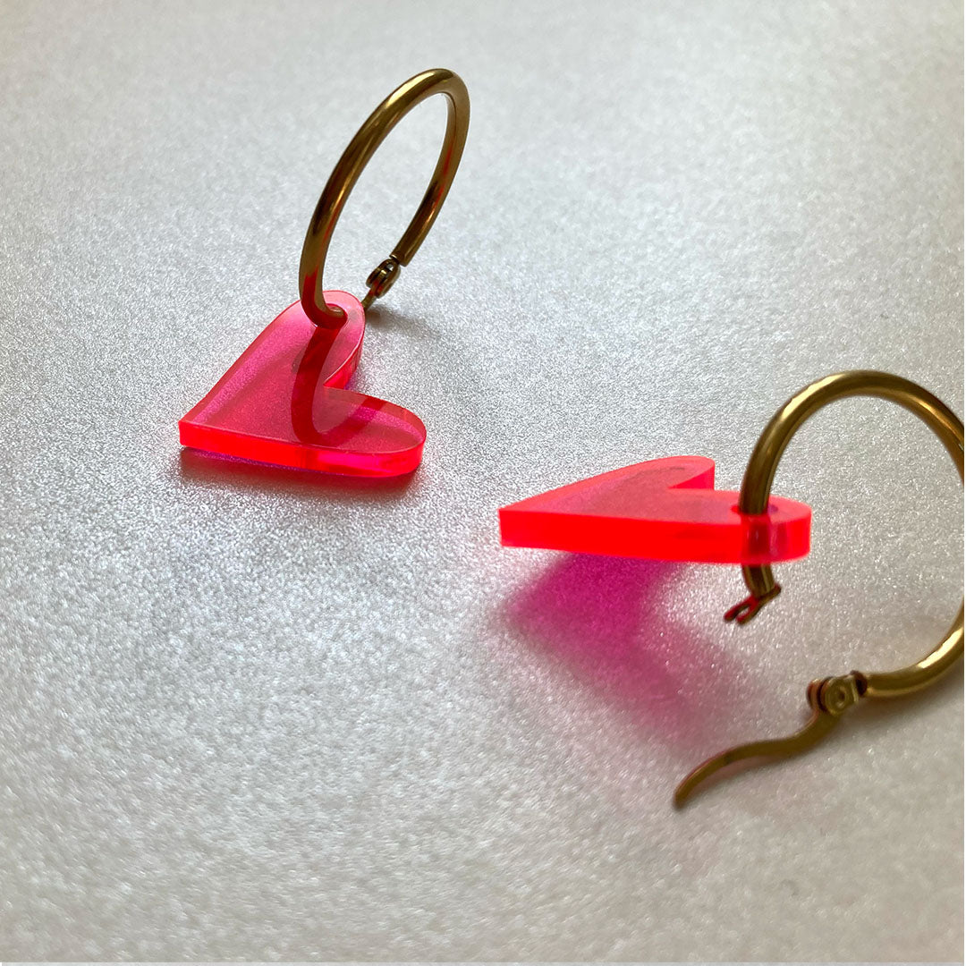 NEON CRUSH – Herz Creolen | Pink | Ø 20 mm