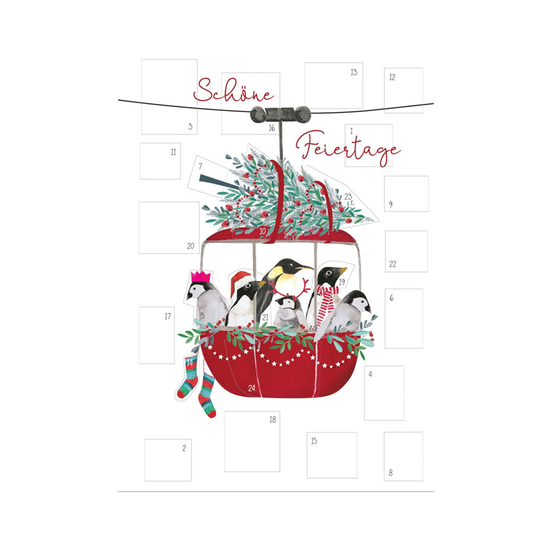 Grußkarte Adventskalender Pinguingondel | A6