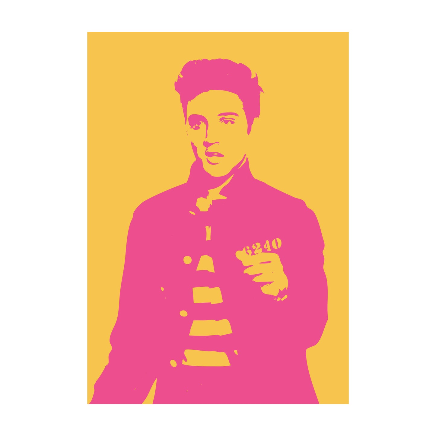Elvis Presley Motiv in knalligem Neon-Pink auf gelbem Hintergrund