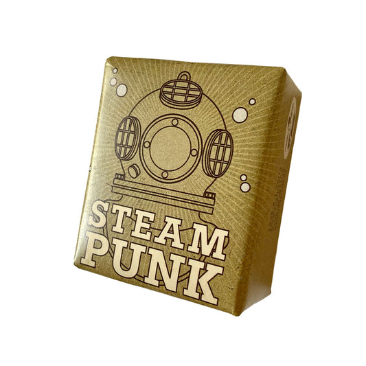 Steam Punk Seife von 1000 und 1 Seife in khakifarbenem Papier mit der Illustration eines klassischen Taucherhelms
