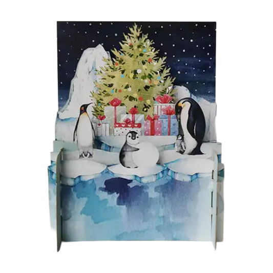 3D Pop-up Karte Pinguine Weihnachten