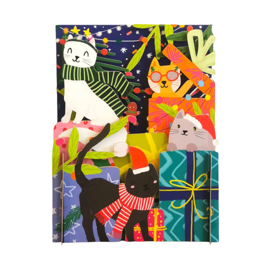 3D Pop-up Karte Katzen Weihnachten