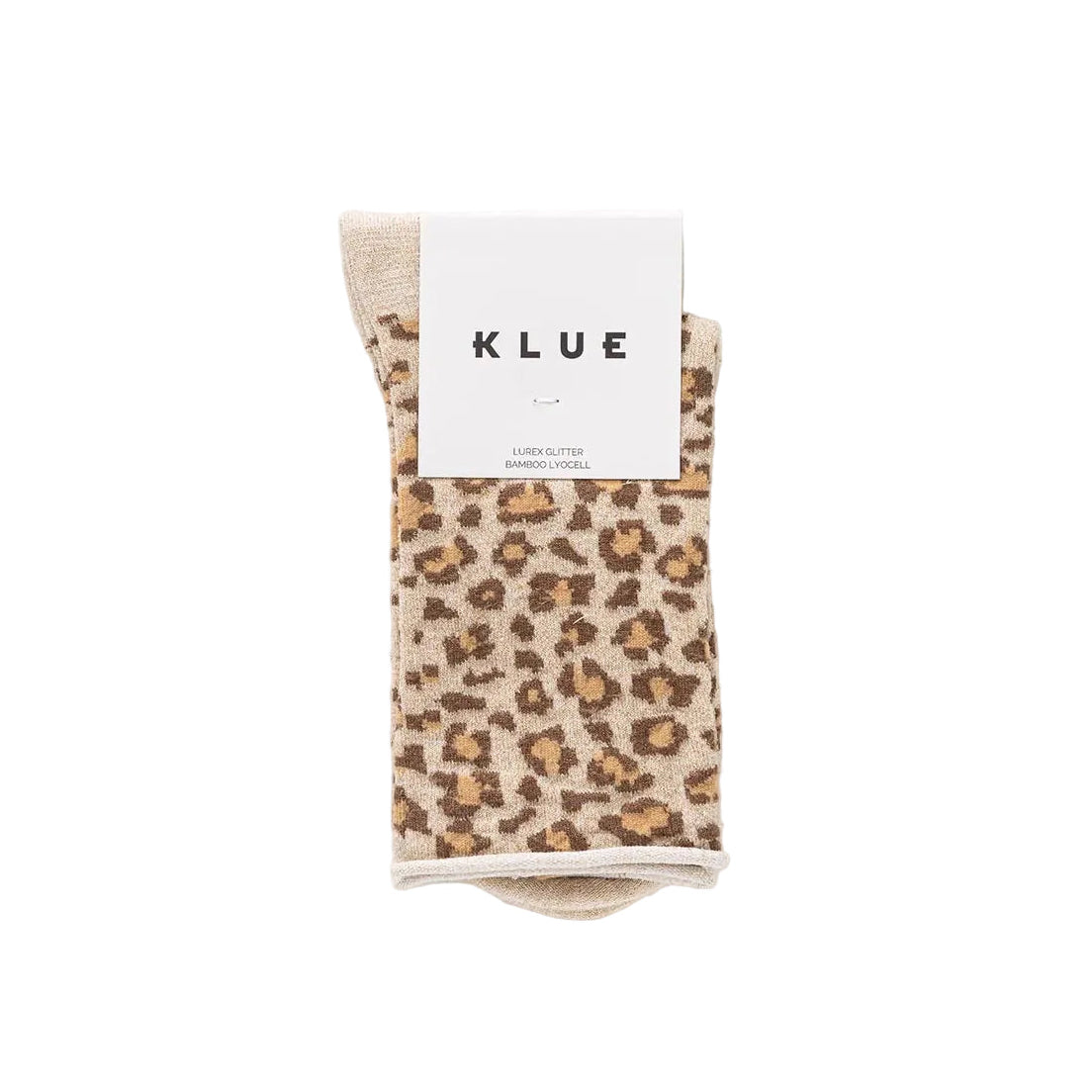 KLUE Glitter-Lurex-Socken aus Lyocell | Leopard Beige | 36-40