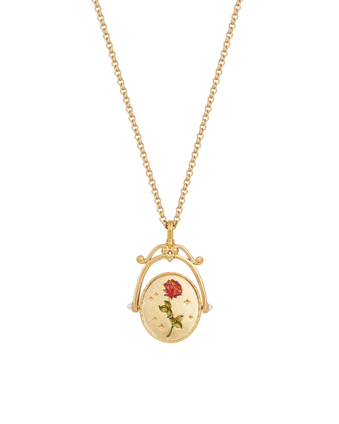 FABLE ENGLAND Gold-Halskette R Initial Rose Gold Spinner | 66 cm