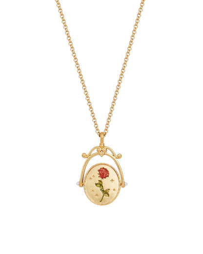 FABLE ENGLAND Gold-Halskette R Initial Rose Gold Spinner | 66 cm