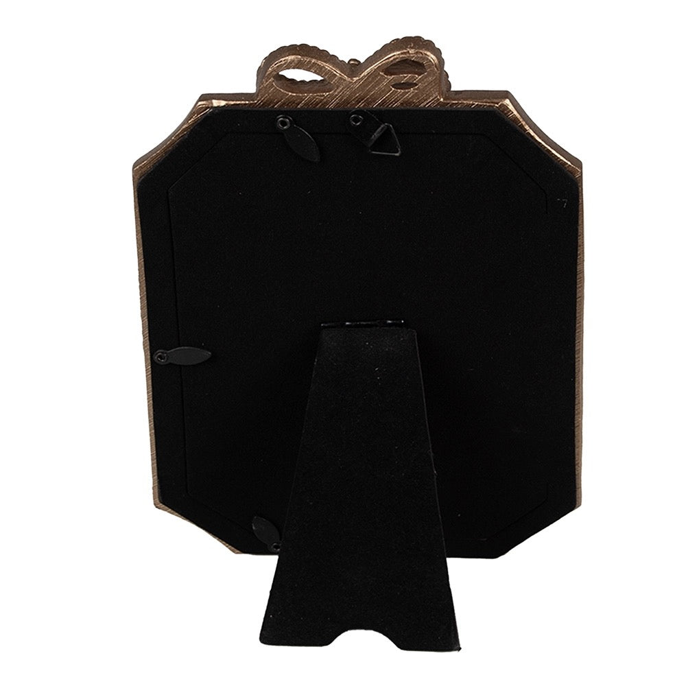 chteckiger Vintage-Bilderrahmen von Clayre & Eef in Petrol und Gold mit dekorativer Schleife und Kordel-Verzierung.