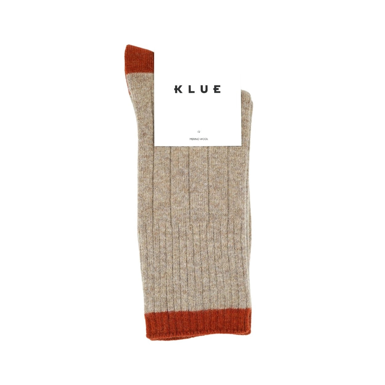 KLUE Merinowollsocken mit Streifen | Beige und Orange | 36-40