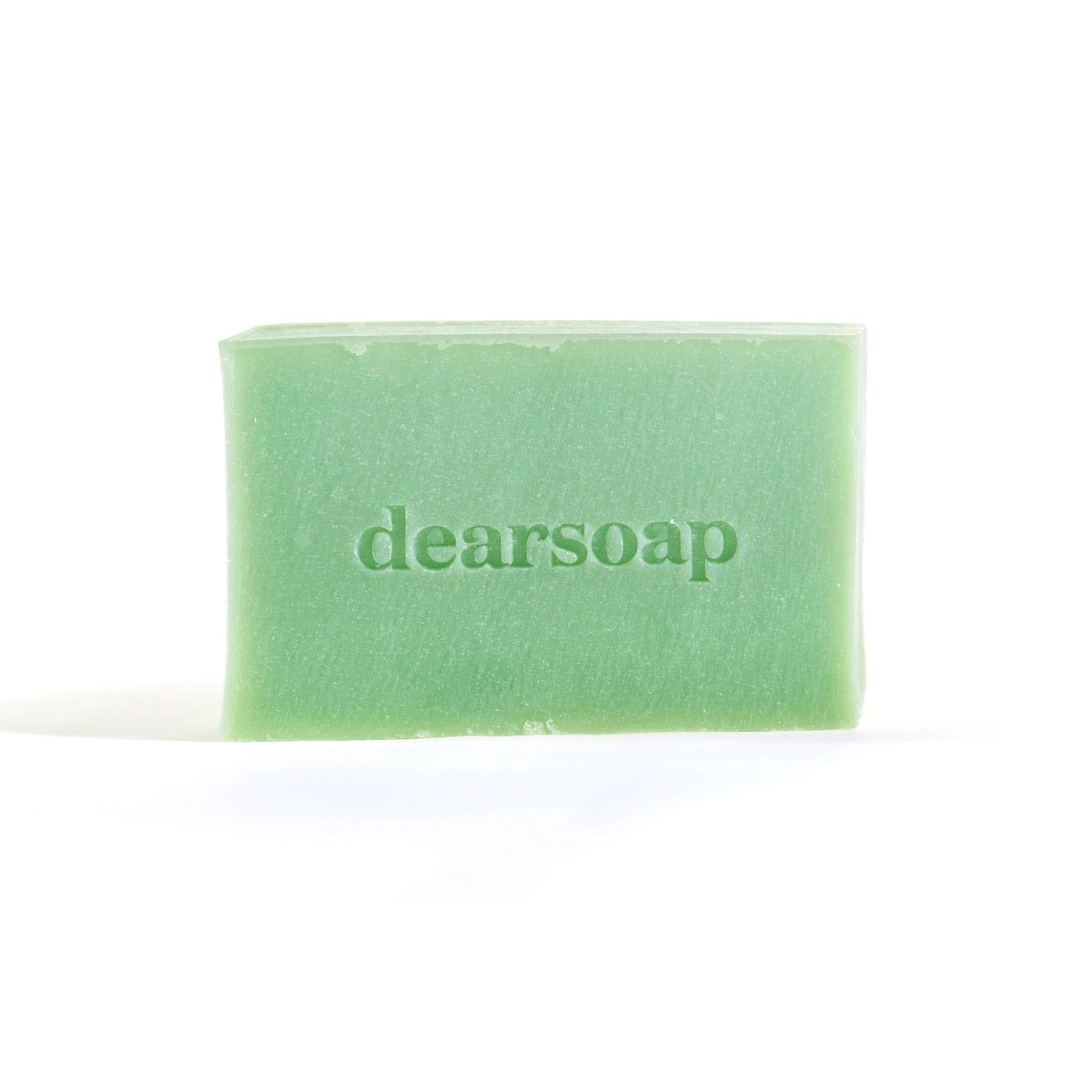 grüne  Seife mit Aufschrift dearsoap 