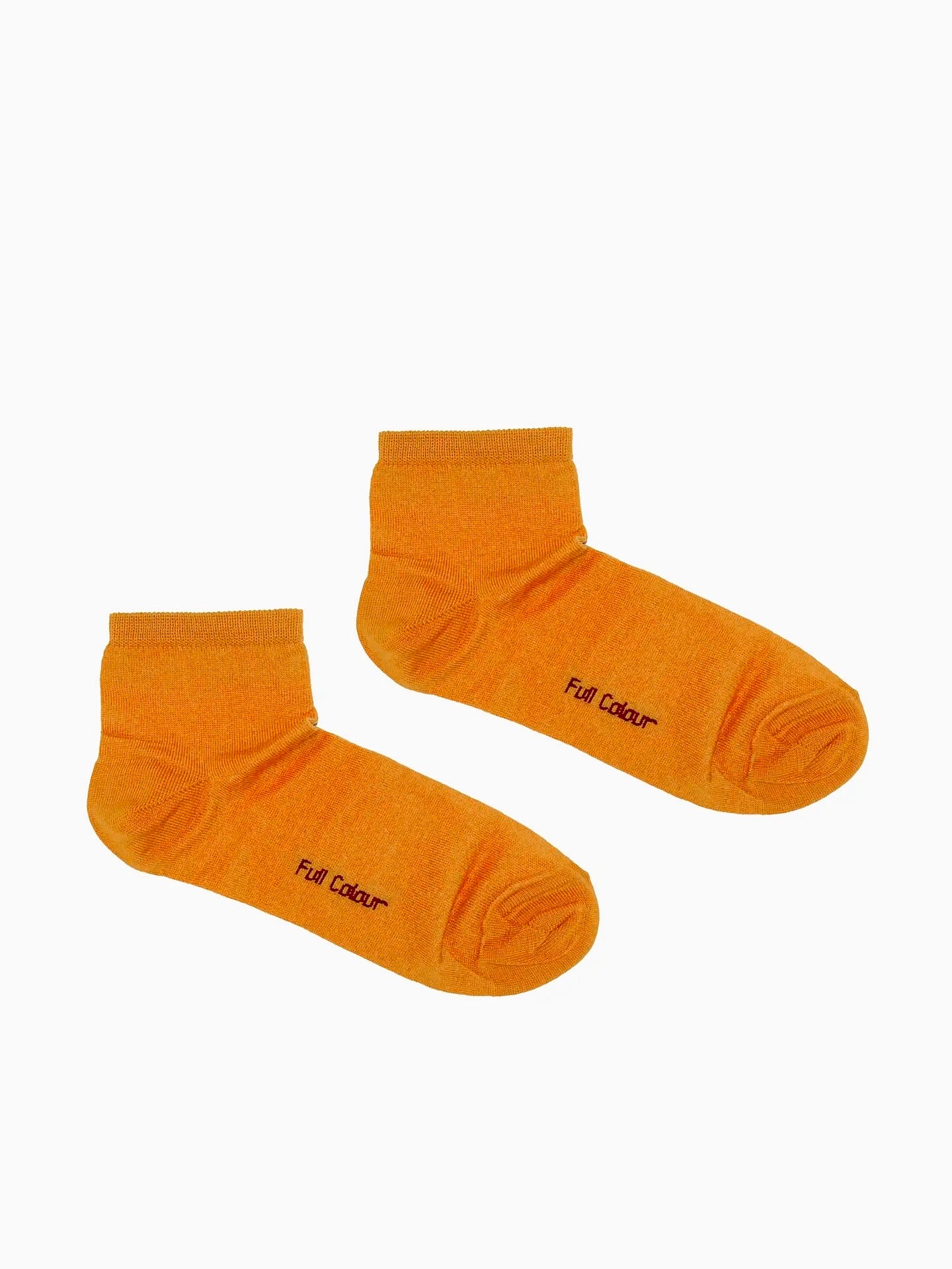 Knöchelsocken in Orange, Marke 'full colour' Schriftzug unter dem Fuß