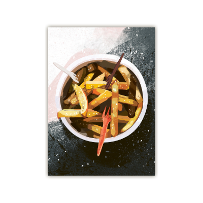 Postkarte mit Pommes Illustration 