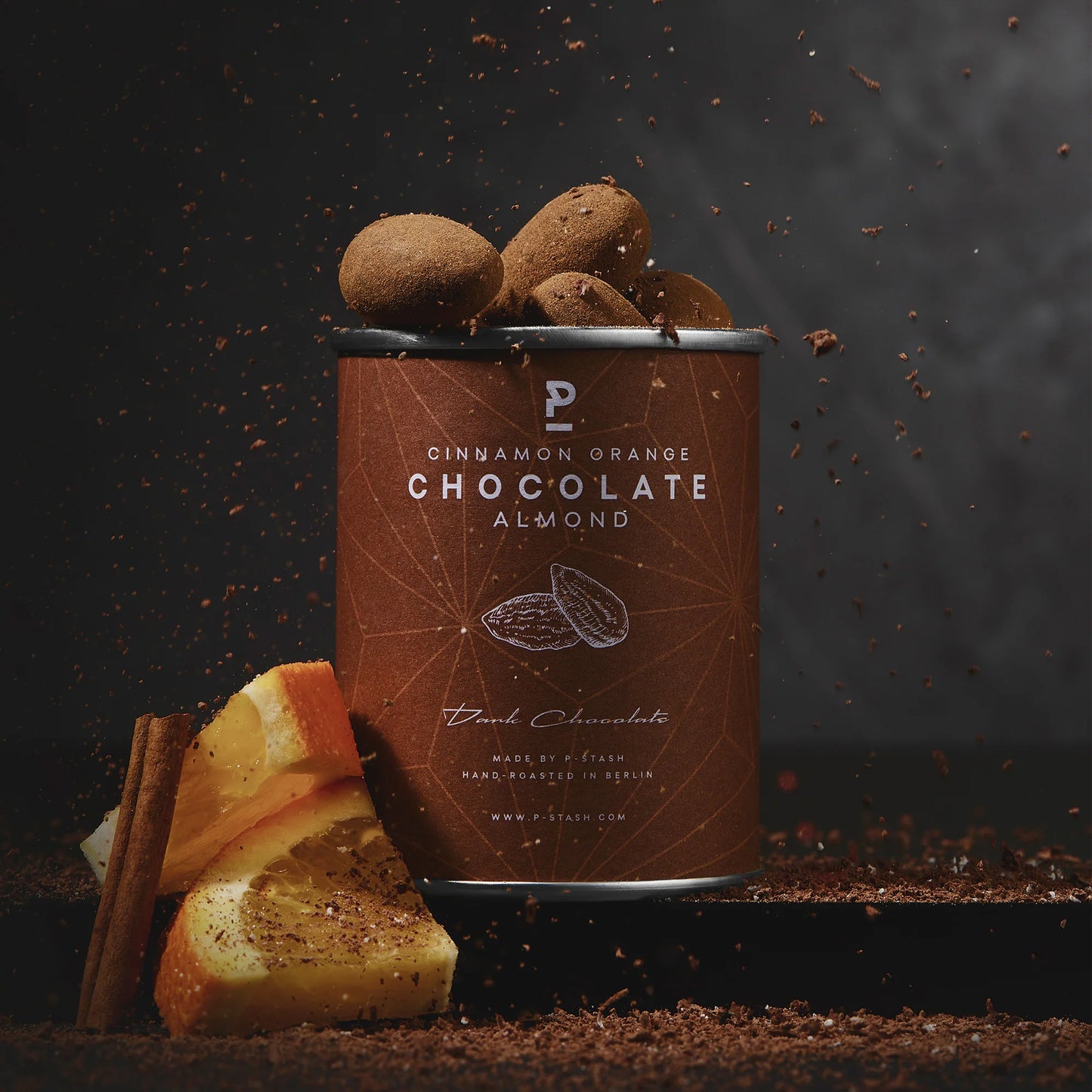 P-STASH Mandeln | Dunkle Schokolade Zimt Orange | 60 g