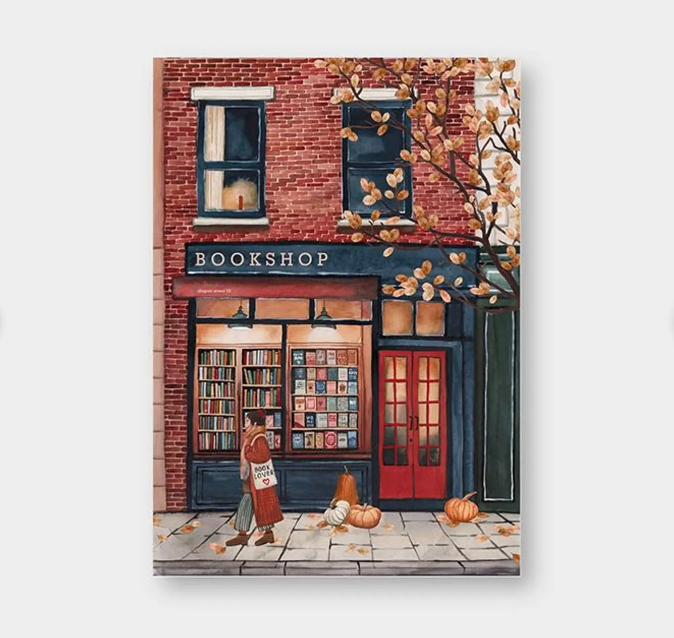 nataskalia Postkarte Buchladen im Herbst | A6