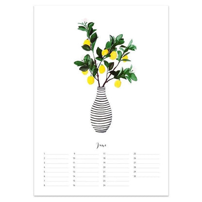 Kalenderblatt Juni mit Blumenvase
