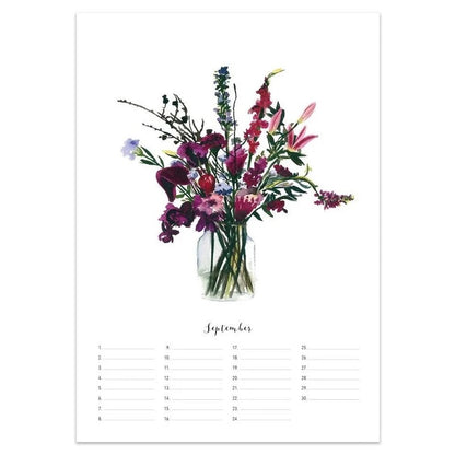 Kalenderblatt September mit Blumenvase