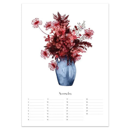 Kalenderblatt mit Blumenvase November