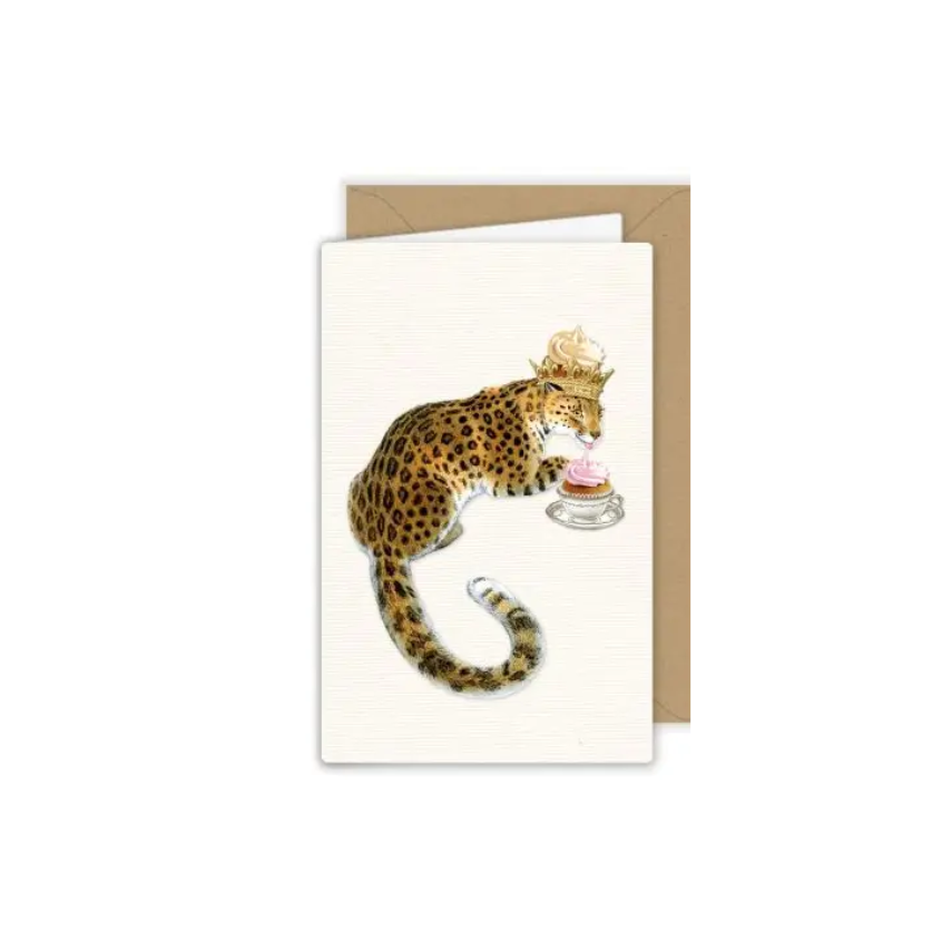 Klappkarte Leopard mit Cupcake 