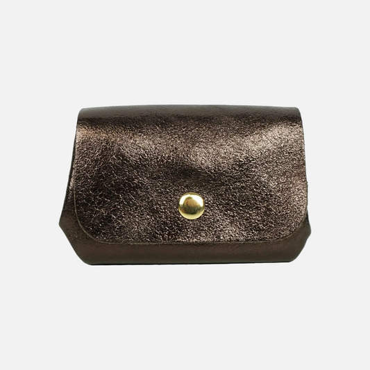 Leder Geldbörse in Metallic-Braun