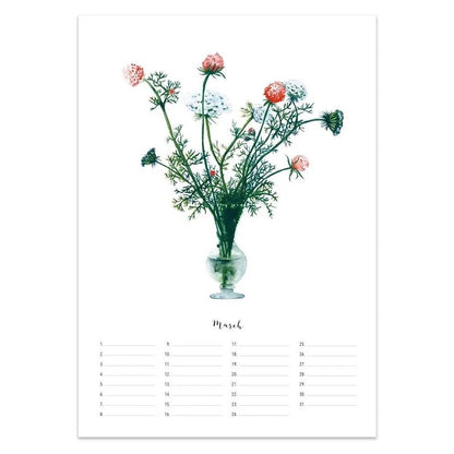 Kalenderblatt März mit Blumenvase