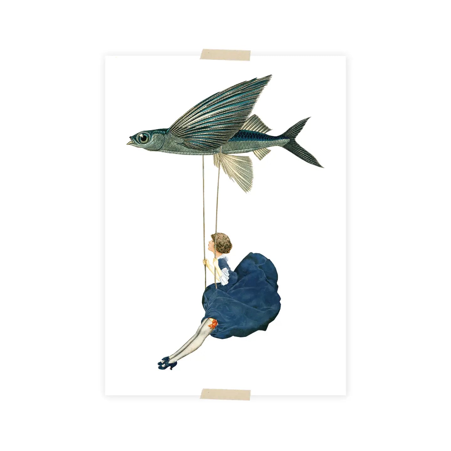 Frau schaukelt am Fisch