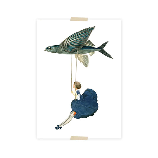 Frau schaukelt am Fisch