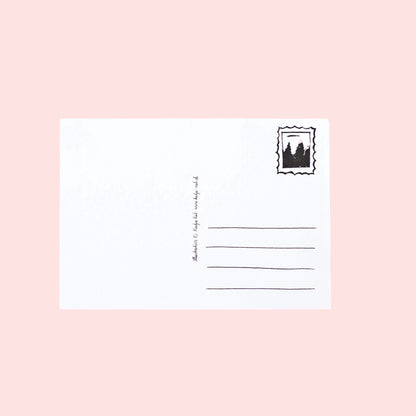 Postkarte mit Linien für Adresse und stilisierter Briefmarke