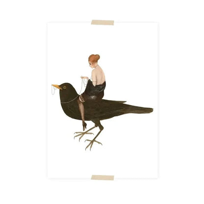 Frau reitet auf Amsel