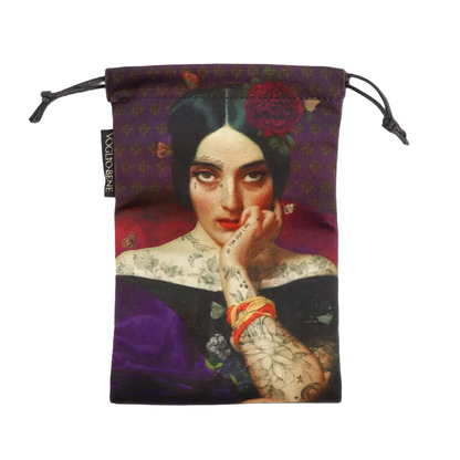 Samtbeutel mir Frau und Blumen