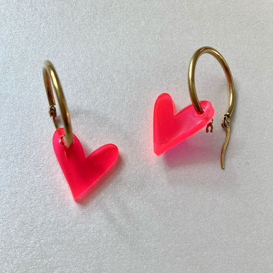 NEON CRUSH – Herz Creolen | Pink | Ø 20 mm