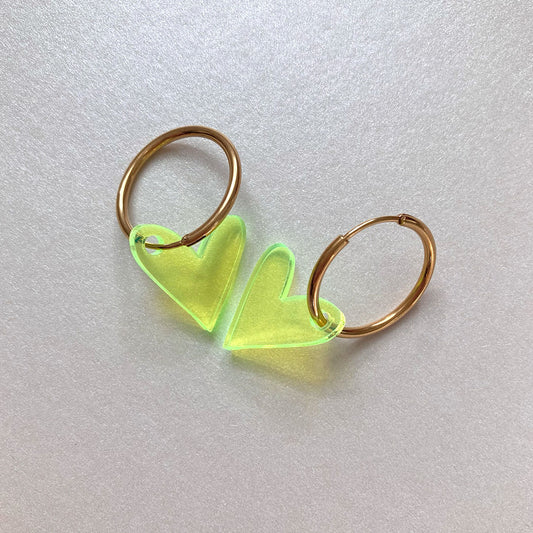 NEON CRUSH – Herz Creolen | Gelb | Ø 20 mm