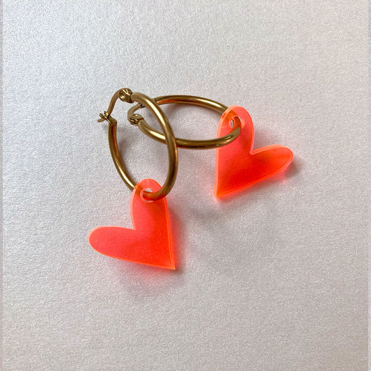NEON CRUSH – Herz Creolen | Orange | Ø 20 mm