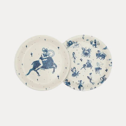 Zwei mit Sternzeichen illustrierte Untersetzer 