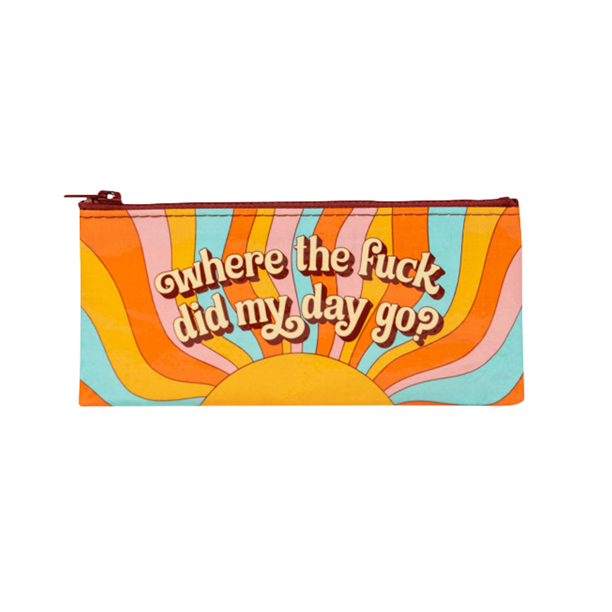 Federtasche mit der Aufschrift Where the fuck did my day go
