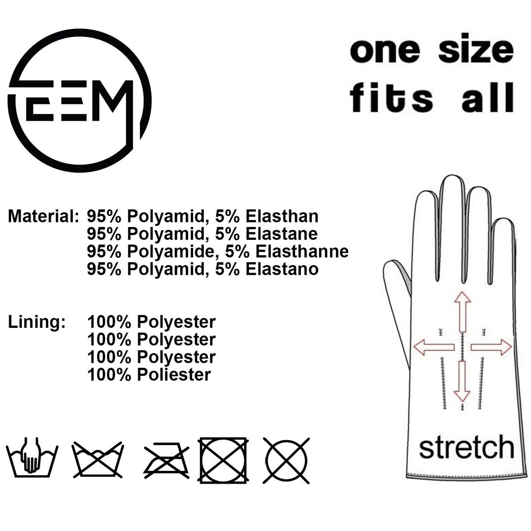 Produkthinweisschild für Eem Damenhandchuhe