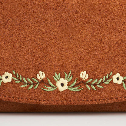 FABLE ENGLAND Bestickte Geldbörse | Tan Floral | Kunstwildleder