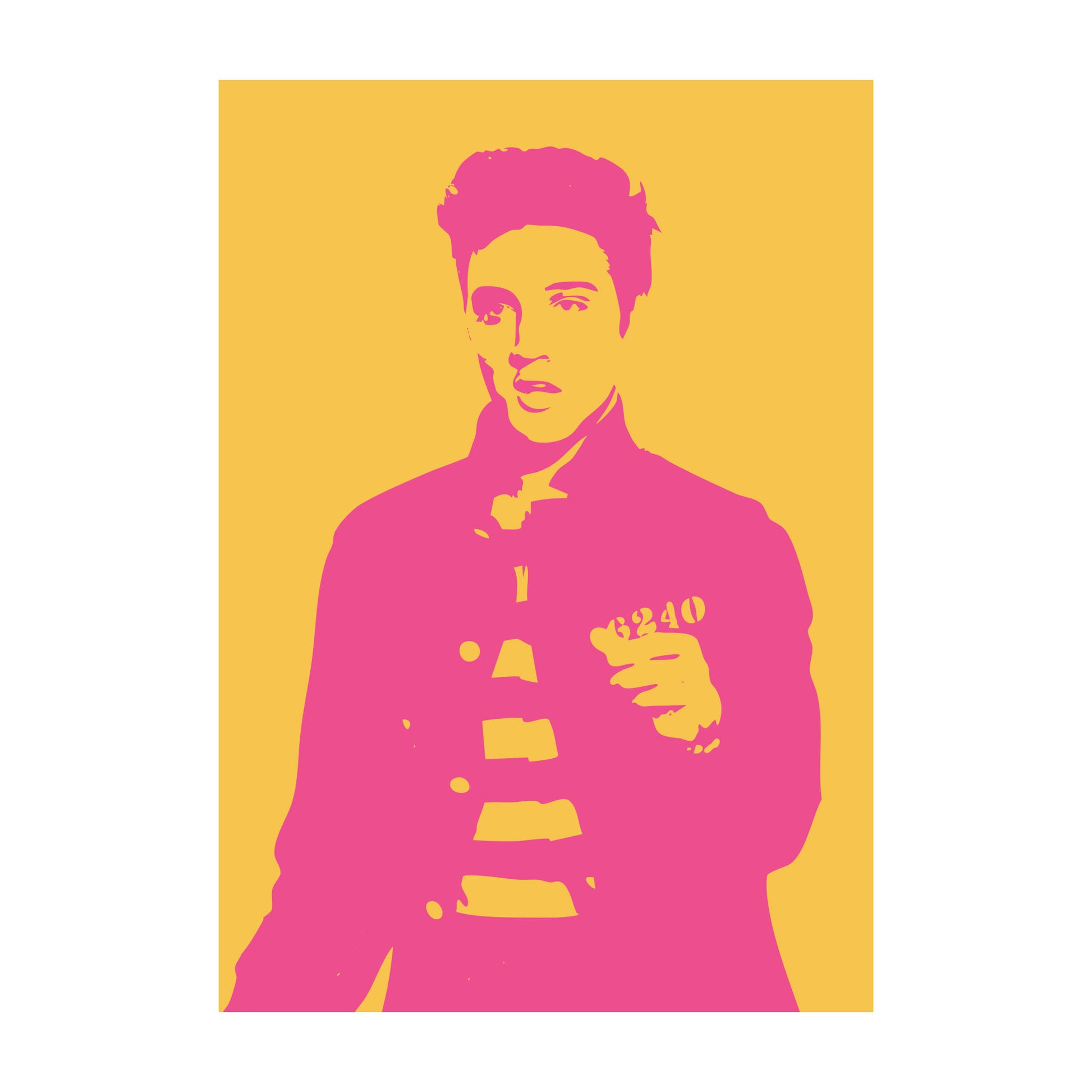 Elvis Presley Motiv in knalligem Neon-Pink auf gelbem Hintergrund