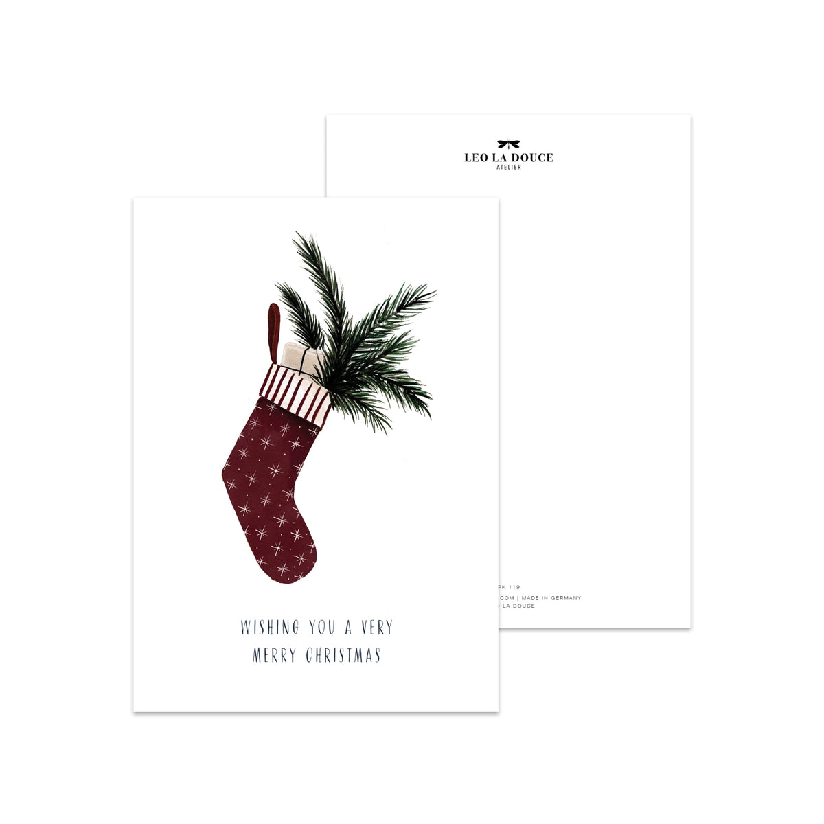 LEO LA DOUCE Postkarte Weihnachtssocke | A6