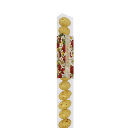 Sköna Ting Safranmandeln in schlanker transparenter Stangenverpackung mit Blumenmotiv