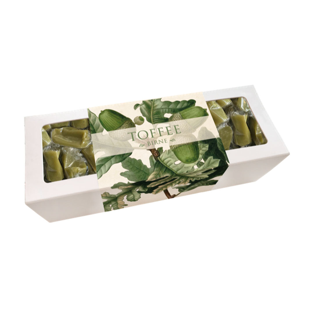 Sköna Ting Toffee Birne in eleganter Geschenkverpackung mit botanischem Eichel-Motiv